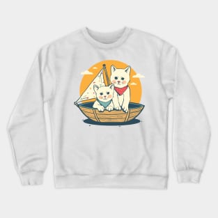 cat sunset retro Crewneck Sweatshirt